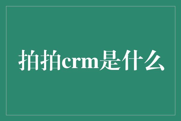 拍拍crm是什么