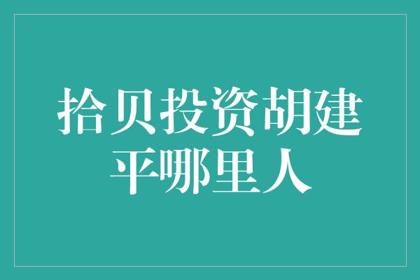 拾贝投资胡建平哪里人