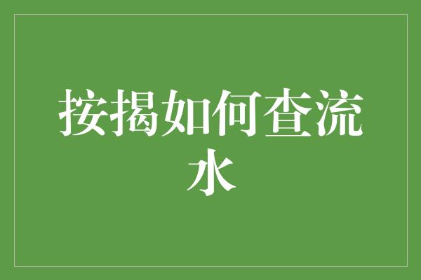 按揭如何查流水