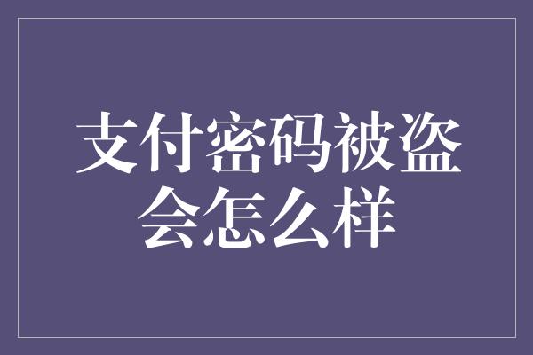 支付密码被盗会怎么样