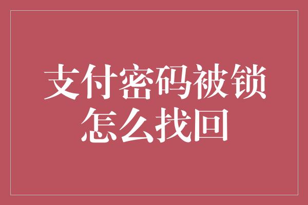 支付密码被锁怎么找回