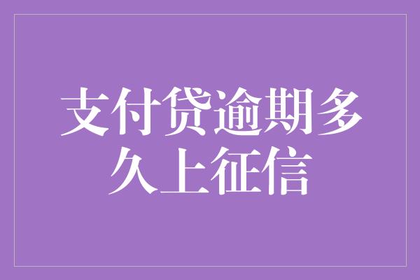 支付贷逾期多久上征信