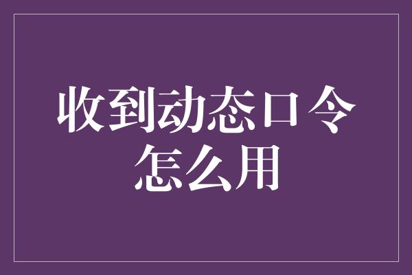 收到动态口令怎么用