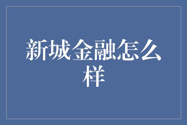 新城金融怎么样