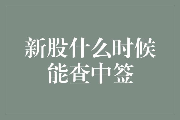 新股什么时候能查中签