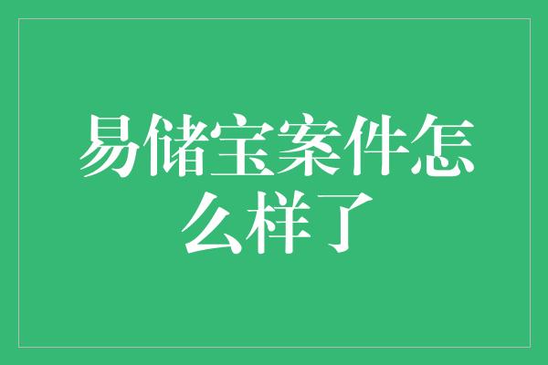 易储宝案件怎么样了