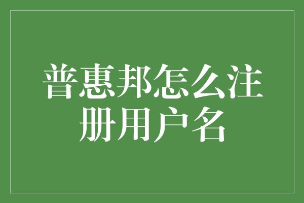 普惠邦怎么注册用户名