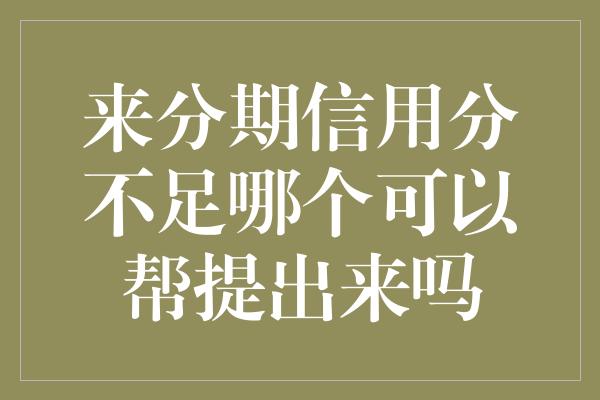 来分期信用分不足哪个可以帮提出来吗