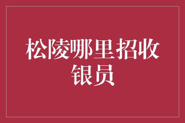 松陵哪里招收银员