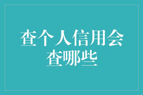 查个人信用会查哪些