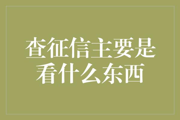 查征信主要是看什么东西