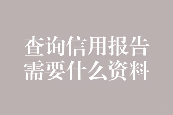 查询信用报告需要什么资料