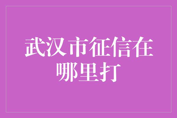 武汉市征信在哪里打