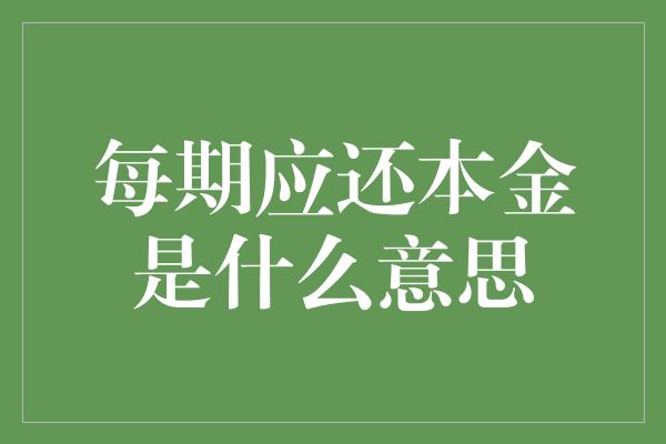 每期应还本金是什么意思