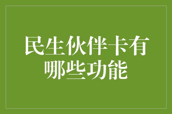 民生伙伴卡有哪些功能