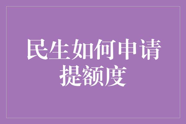 民生如何申请提额度