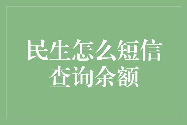 民生怎么短信查询余额