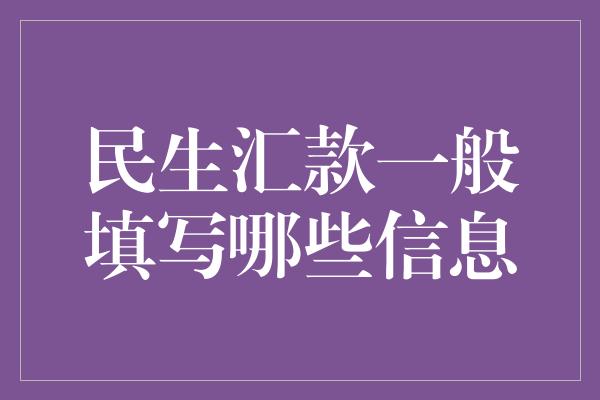 民生汇款一般填写哪些信息