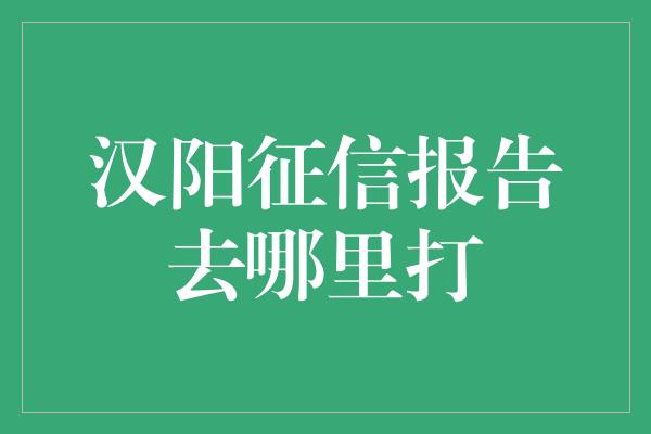 汉阳征信报告去哪里打