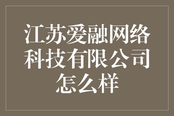 江苏爱融网络科技有限公司怎么样