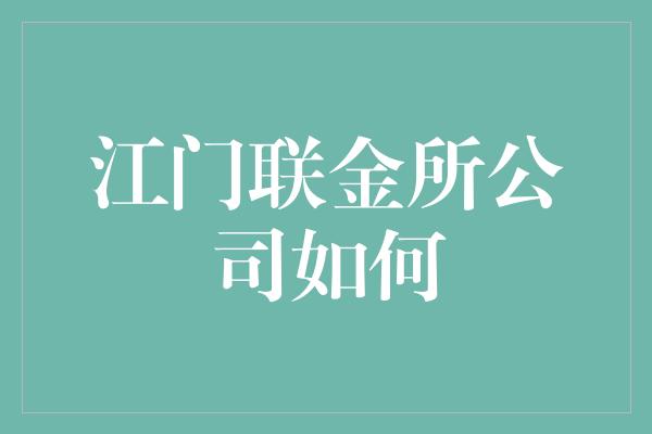 江门联金所公司如何