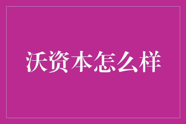 沃资本怎么样