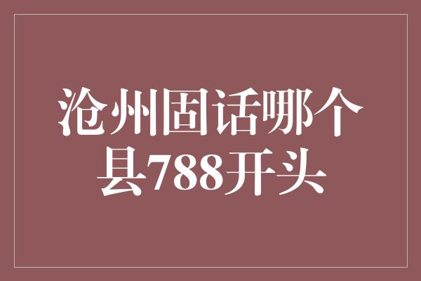 沧州固话哪个县788开头