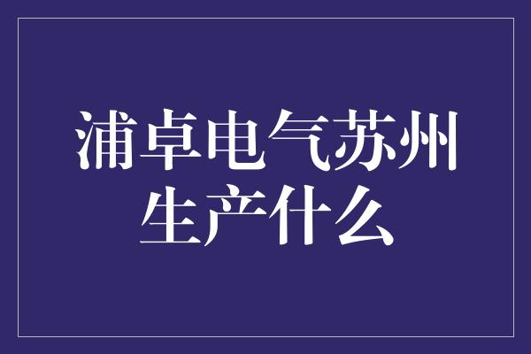 浦卓电气苏州生产什么