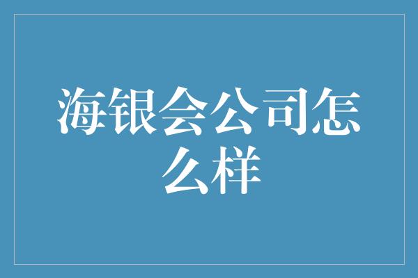 海银会公司怎么样