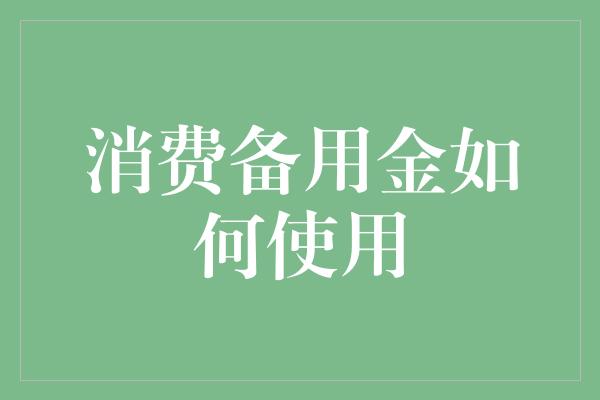 消费备用金如何使用