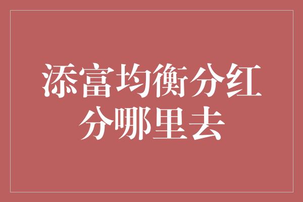 添富均衡分红分哪里去