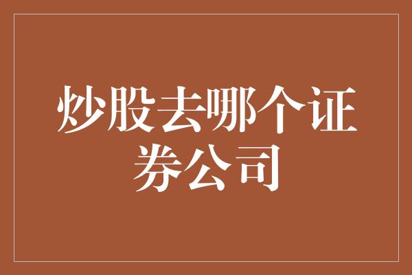 炒股去哪个证券公司