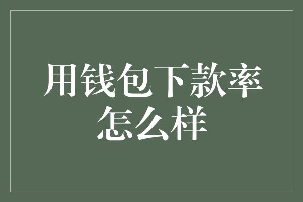 用钱包下款率怎么样