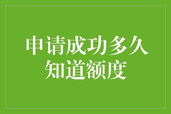 申请成功多久知道额度