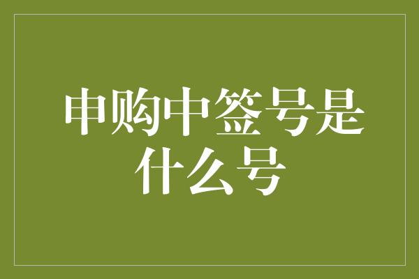 申购中签号是什么号