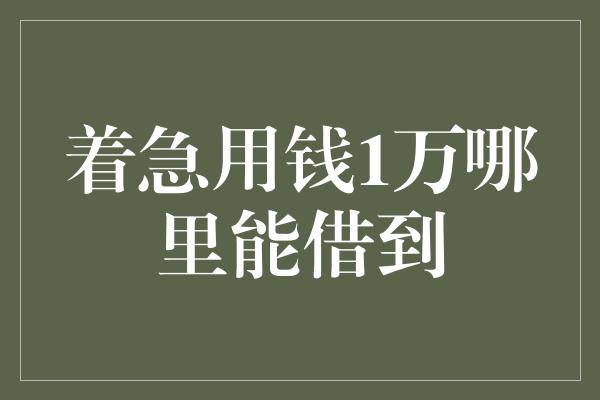 着急用钱1万哪里能借到