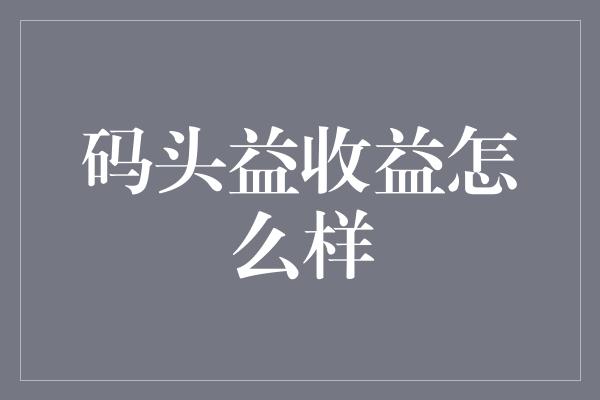 码头益收益怎么样