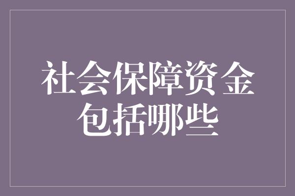 社会保障资金包括哪些