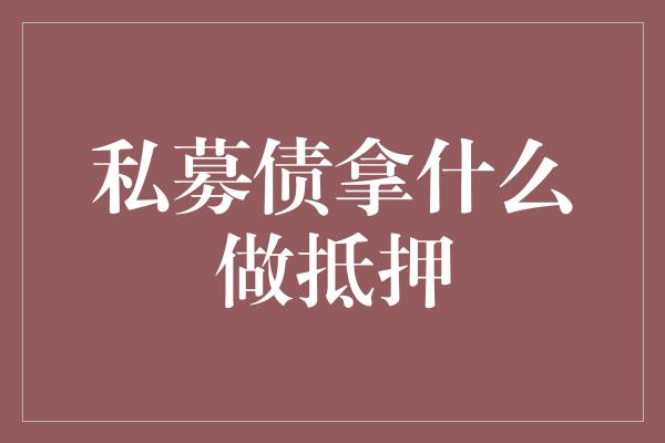 私募债拿什么做抵押