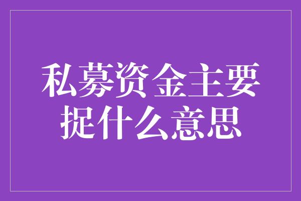 私募资金主要捉什么意思