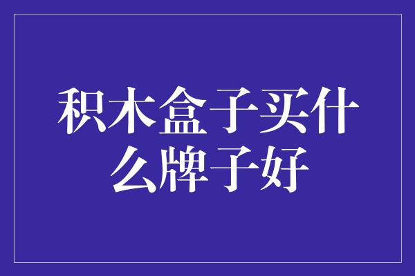 积木盒子买什么牌子好