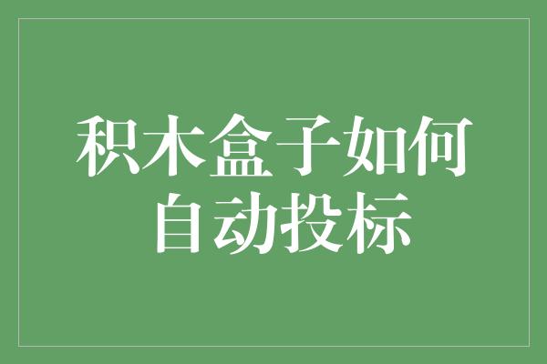 积木盒子如何自动投标