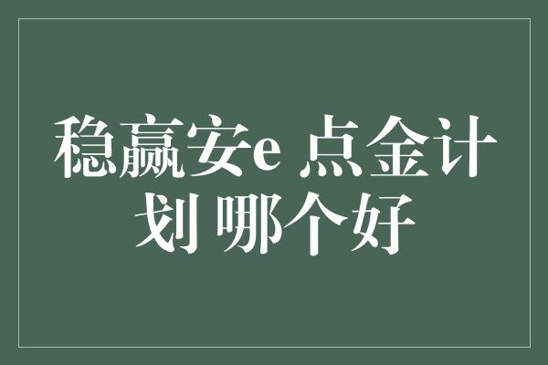 稳赢安e 点金计划 哪个好