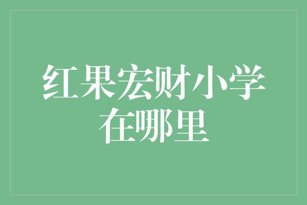 红果宏财小学在哪里