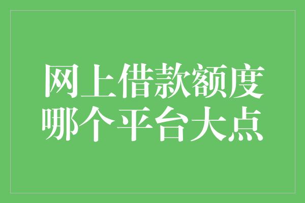 网上借款额度哪个平台大点