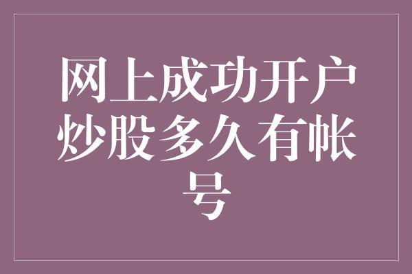 网上成功开户炒股多久有帐号