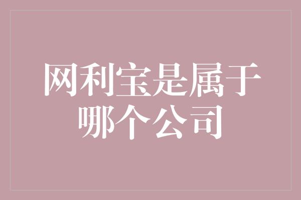 网利宝是属于哪个公司