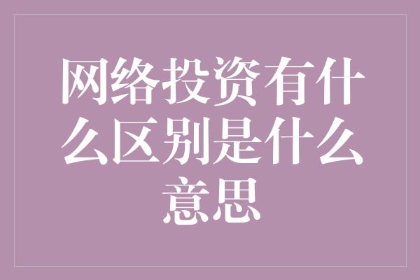 网络投资有什么区别是什么意思