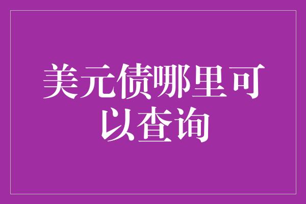 美元债哪里可以查询