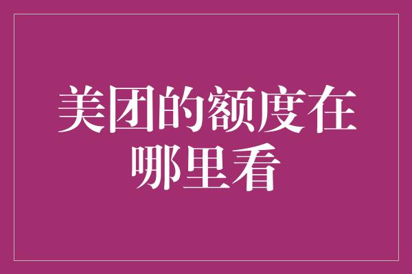 美团的额度在哪里看